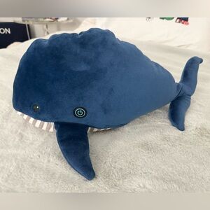 Vibrating Whale Plush Toy / Massage Whale
 with Power Button -Blue w/Grey stripe